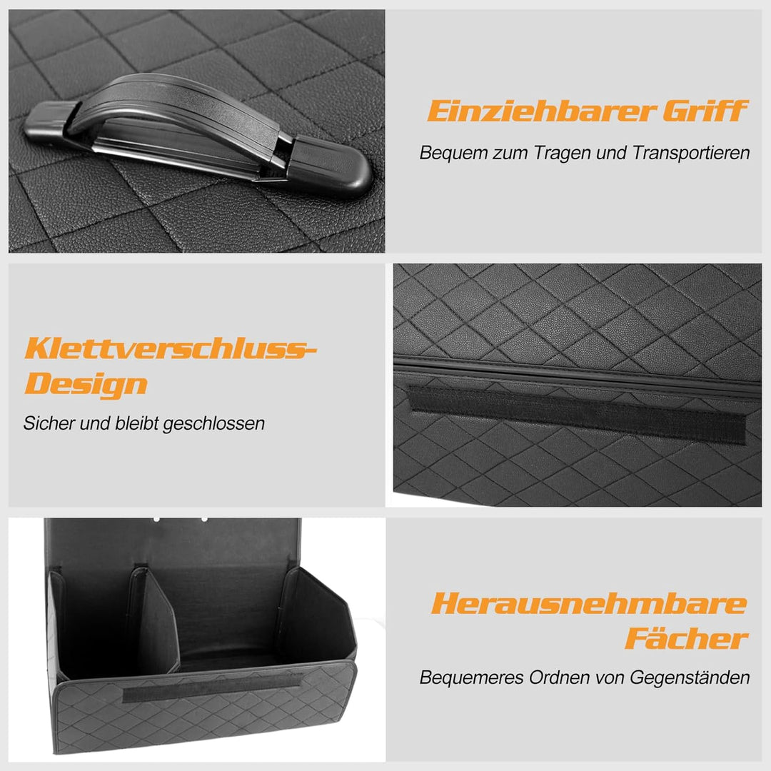 Ergocar Kofferraum Organizer PU-Leder Aufbewahrungstasche Organizer Wasserdicht Faltbar Kofferraum-T