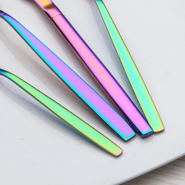 Berglander 30 Stück Titanium Regenbogen Farbe Plated Besteck, 30 Stück bunte Besteck Set, Multi Farb