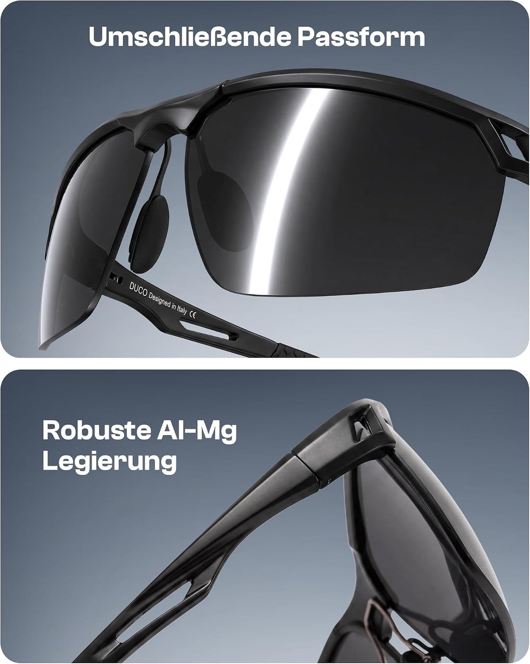 DUCO Sonnenbrille für Herren Retro Polarisierte Sonnenbrille Ultraleichte Sportbrille Al-Mg Metallra