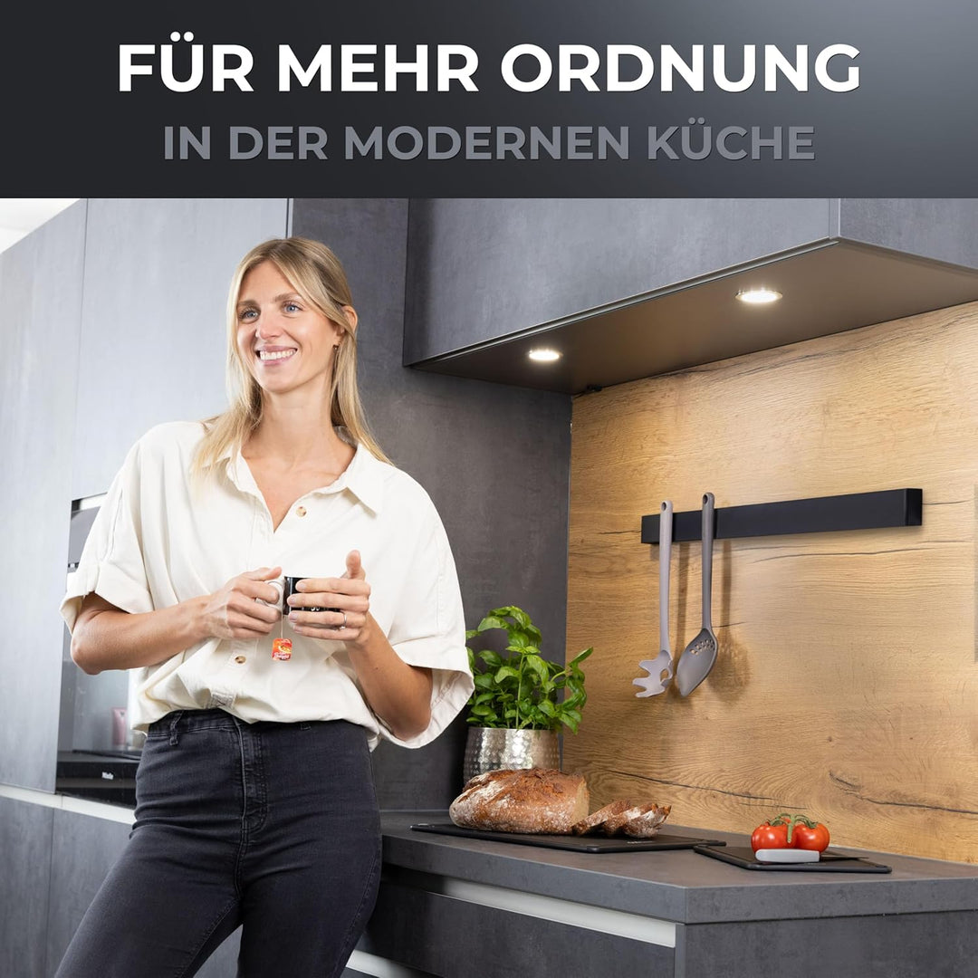 Küchenreling Orléans | schwarz | einzeln | pulverbeschichteter Edelstahl | zum Bohren und Kleben | f