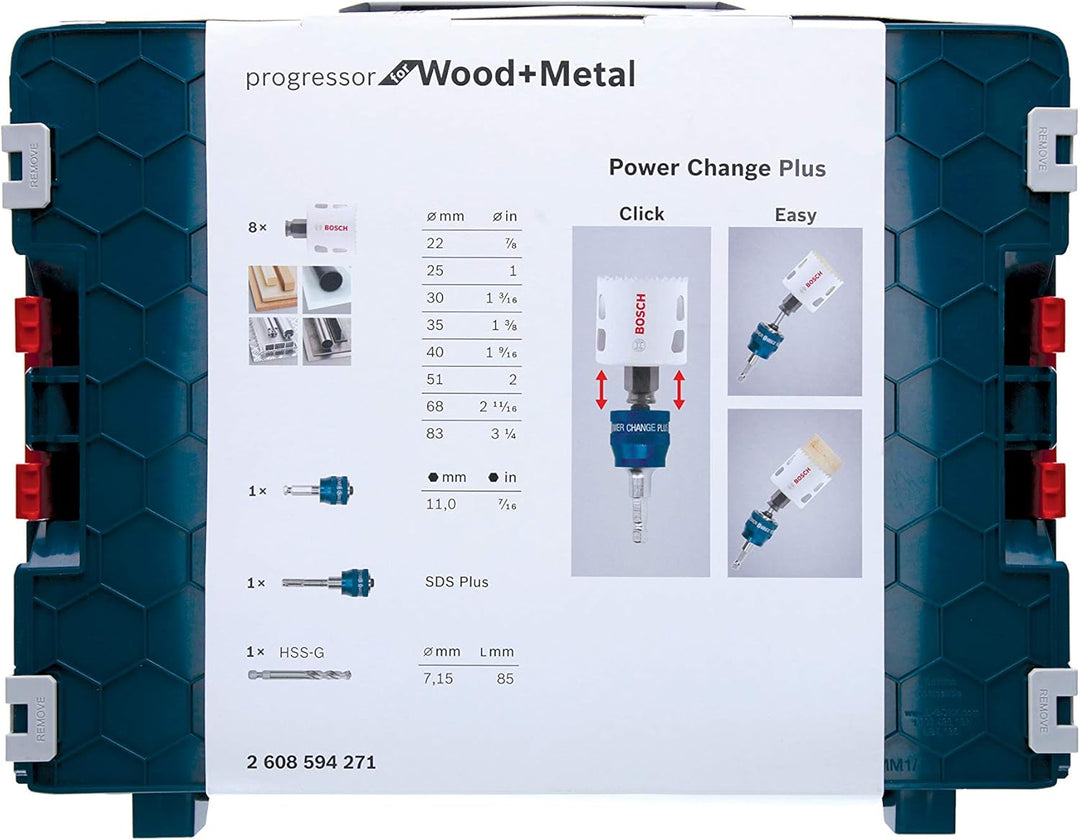 Bosch Professional 11 tlg. Lochsäge Progressor for Wood & Metal Set (für Holz und Metall, Ø 22-83 mm