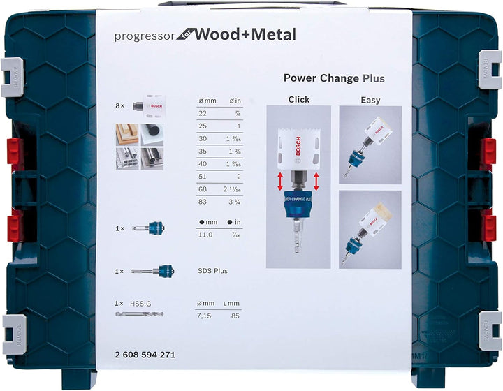 Bosch Professional 11 tlg. Lochsäge Progressor for Wood & Metal Set (für Holz und Metall, Ø 22-83 mm