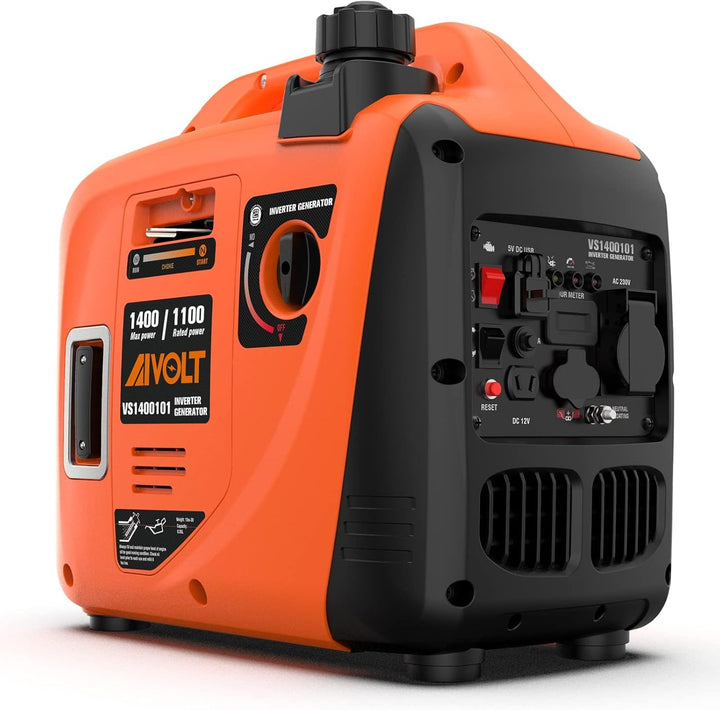 AIVOLT Inverter Stromerzeuger 1400 Watt Notstromaggregat Benzin leise Stromaggregat für Campen, Fest