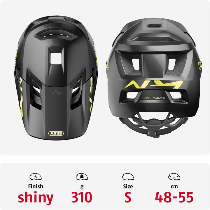 ABUS MTB-Helm YouDrop - Fahrradhelm für Kinder und Jugendliche - für den Alltag oder Touren im Gelän