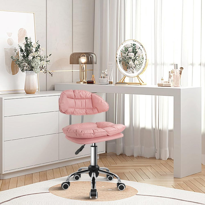KKTONER Rolling Stool Swivel Rolling Chair with Low Back Height Adjustable Work Drafting Home Office