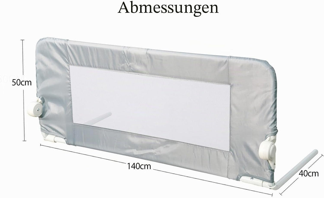Safetots Extra Breites Bettgitter Grau, 140cm breit x 50cm hoch, Bettschutzgitter für Kleinkinder zu