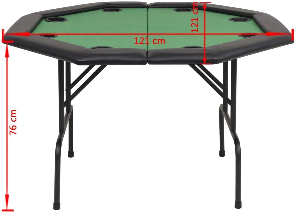 Festnight Pokertische 8-Spieler Poker Klapptisch 2-Fach Zuklappbar Achteckig Grün