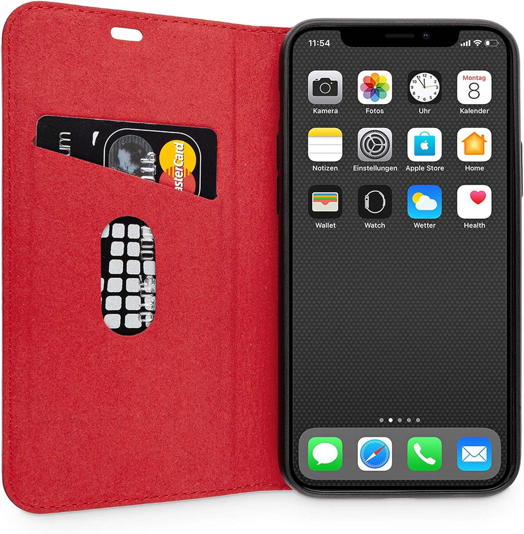 WIIUKA Echt Ledertasche Travel Nature Hülle für Apple iPhone 11 Pro Italienisches Leder, Vintage Rot