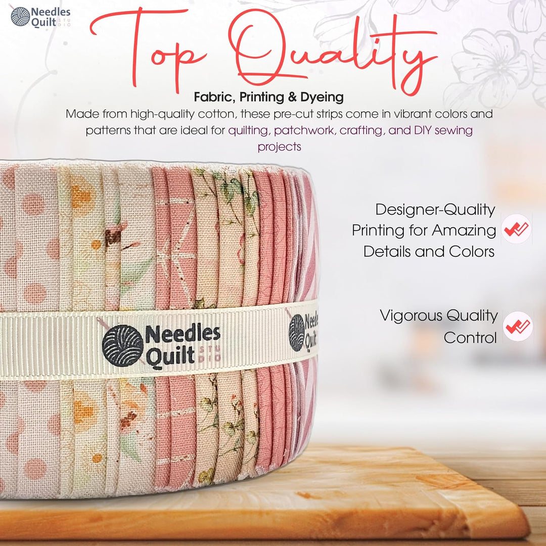 Needles Quilt Studio – 6,3 cm vorgeschnittene 40 Stoffstreifen (Blushing Bouquet) | Baumwollstreifen