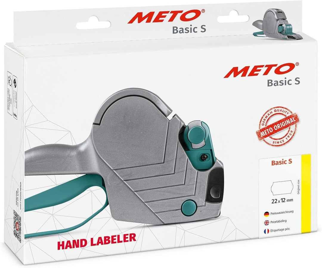 Original Meto Basic S Preisauszeichner Set – Preis, Datum, MHD (1-zeilig, 8-stellig für 22 x 12 mm E