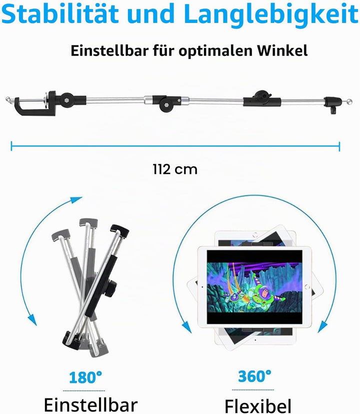 Metall langem Arm Tablet Halter, woleyi Verstellbare Tablet Ständer für Bett Schreibtisch Küche, Fle