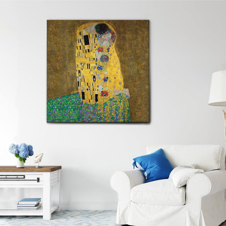 Giallobus - Gemälde - Gustav Klimt - Der Kuss - Premium Loom Canvas mit hoher Dicke - 70x70 - Bereit