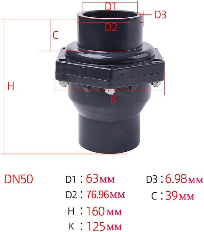 Swing Check Valve SENRISE Non-Return Check Valve PVC Double Union Solvent Weld Pipe Fittings for Met