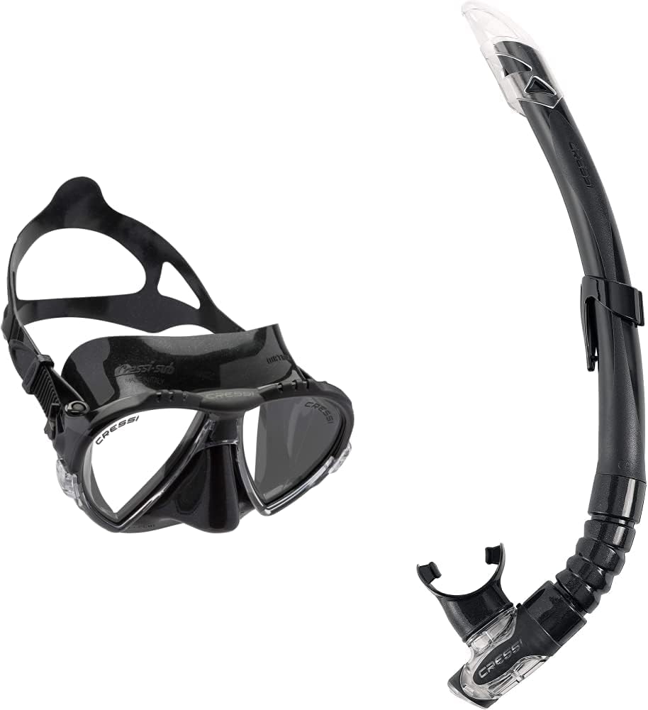 Cressi Matrix Tauchen Schnorcheln Maske Schwarz Einheitsgrösse Bundle mit Uni Schnorchel Gamma, Schw