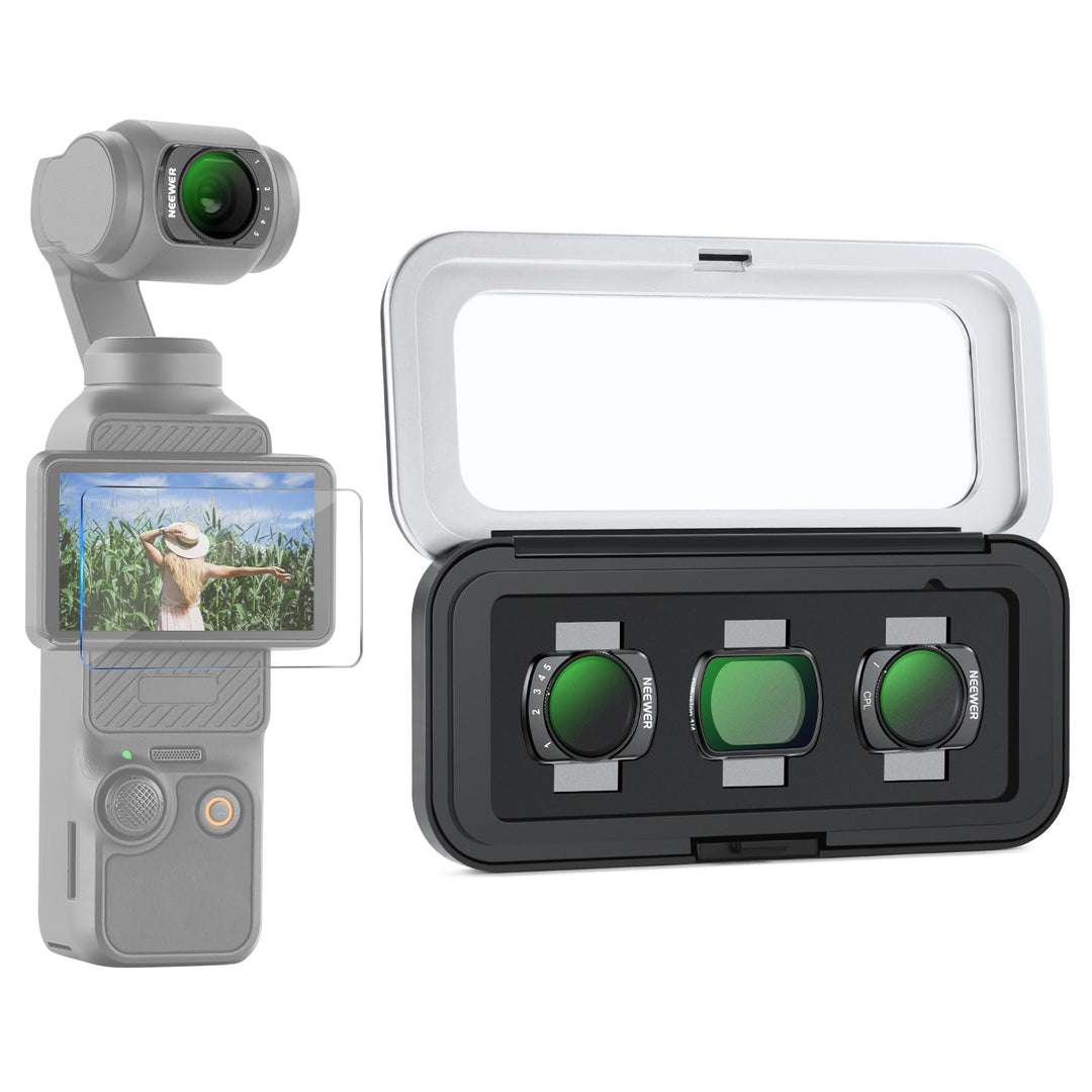 NEEWER Variables ND Filter Set kompatibel mit DJI Pocket 3, ND2-32 + CPL + Black Diffusion 1/4, magn