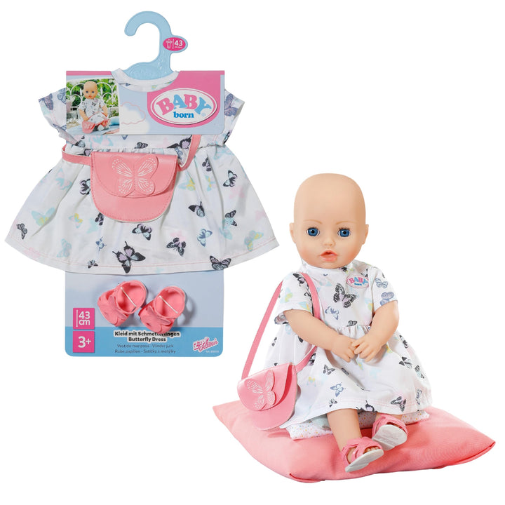 BABY Born Schmetterlingskleid - Puppenkleid mit Tasche &amp; Schuhe - Hochwertiges Puppenzubehör - Für P