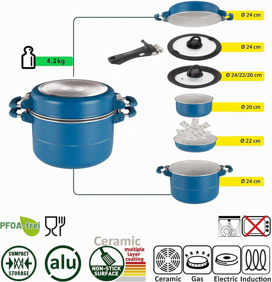 BRUNNER Camping Kochgeschirr-Set Keramik (Töpfe und Pfannen) – ø 20, 22 oder 24-cm Carezza NG - 2 bi