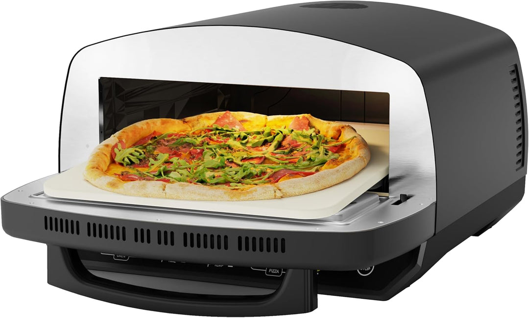 BE COOL Multifunktions Pizzaofen mit Pizzastein 33 cm – 2000W | 450°C neapolitanische Pizza | 6 Prog