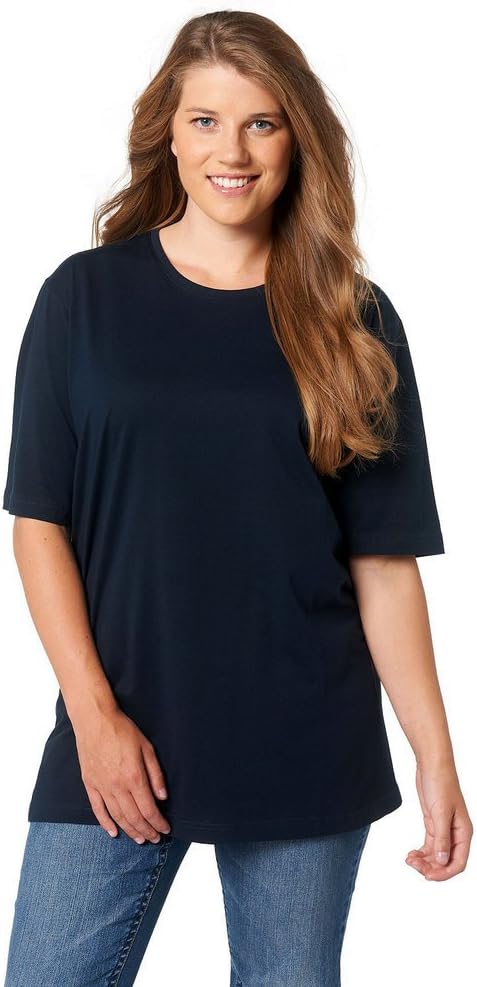 Ulla Popken Damen Basic, Rundhals T-Shirt 46-48 Blauschwarz, 46-48 Blauschwarz