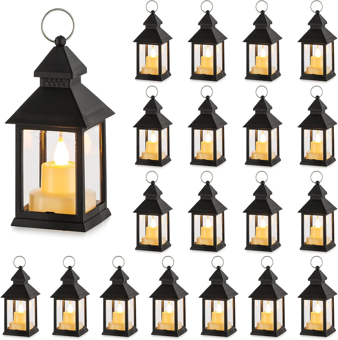 NUPTIO Kleine Laterne Halloween Deko - 20 Stück Mini Innen Laterne mit Flackernden LED Teelichter Ke