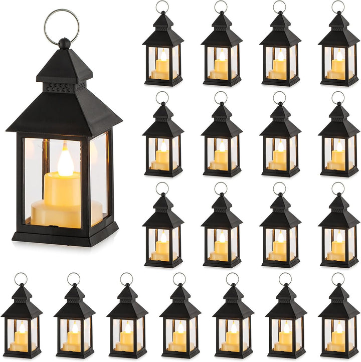 NUPTIO Kleine Laterne Halloween Deko - 20 Stück Mini Innen Laterne mit Flackernden LED Teelichter Ke