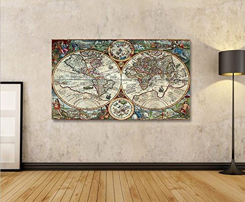 islandburner Bild Bilder auf Leinwand Alte Weltkarte V3 1p XXL Poster Leinwandbild Wandbild Dekoarti