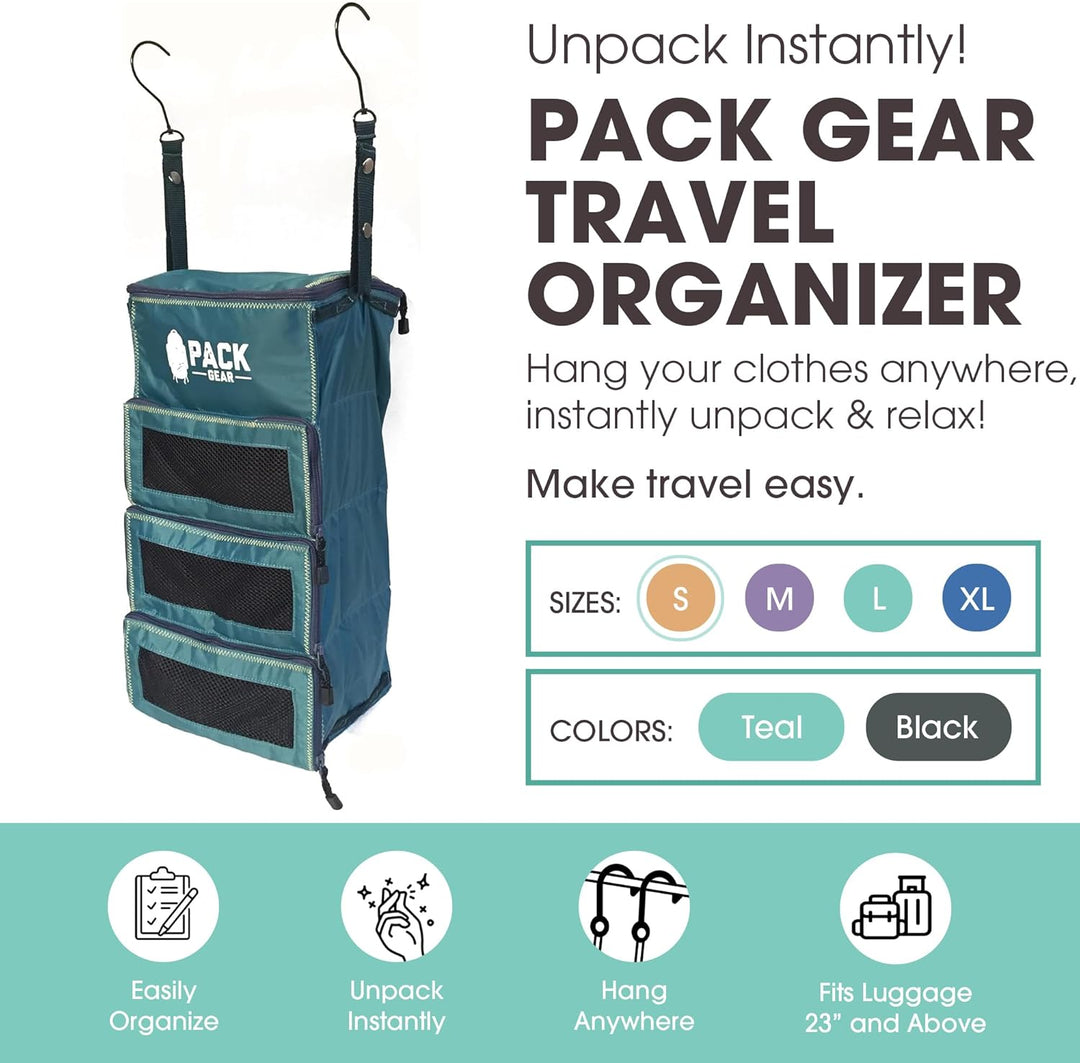 Pack Gear Hängekoffer-Organizer, Standard-Gepäck-Organizer zum Aufhängen, passt in jeden Handgepäck-