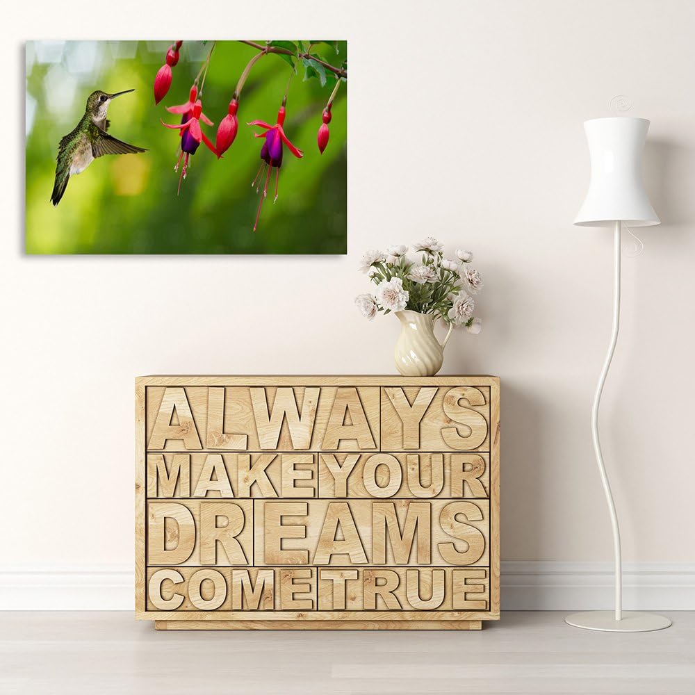 Feeby Frames, Leinwandbild, Bilder, Wand Bild, Wandbilder, Kunstdruck 60x80cm, VOGEL, KOLIBRI, TIERE
