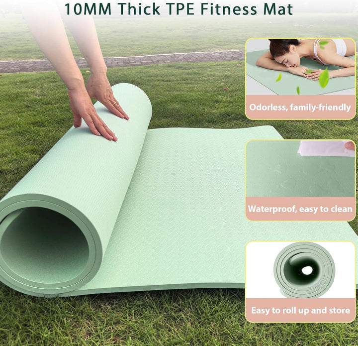 Yogamatte Dicke XXL 200×100cm TPE 10mm Dick Sportmatte Rutschfest Bequem für Zuhause und Freien, Fit