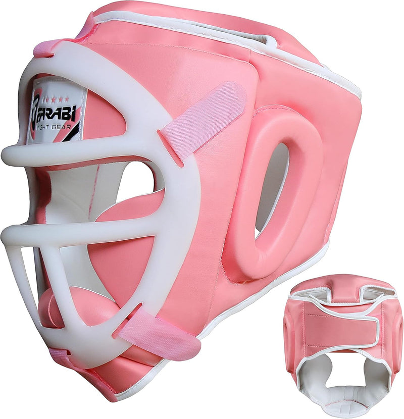 Farabi Sports Kopfschutz Frontbügel Grillschutz Krav MAGA Kickboxen Kopfschutz Pink S, Pink S