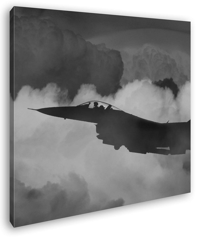 deyoli Militärsflugzeug bei Nachthimmel Format: 60x60 Effekt: Schwarz&Weiss als Leinwandbild, Motiv