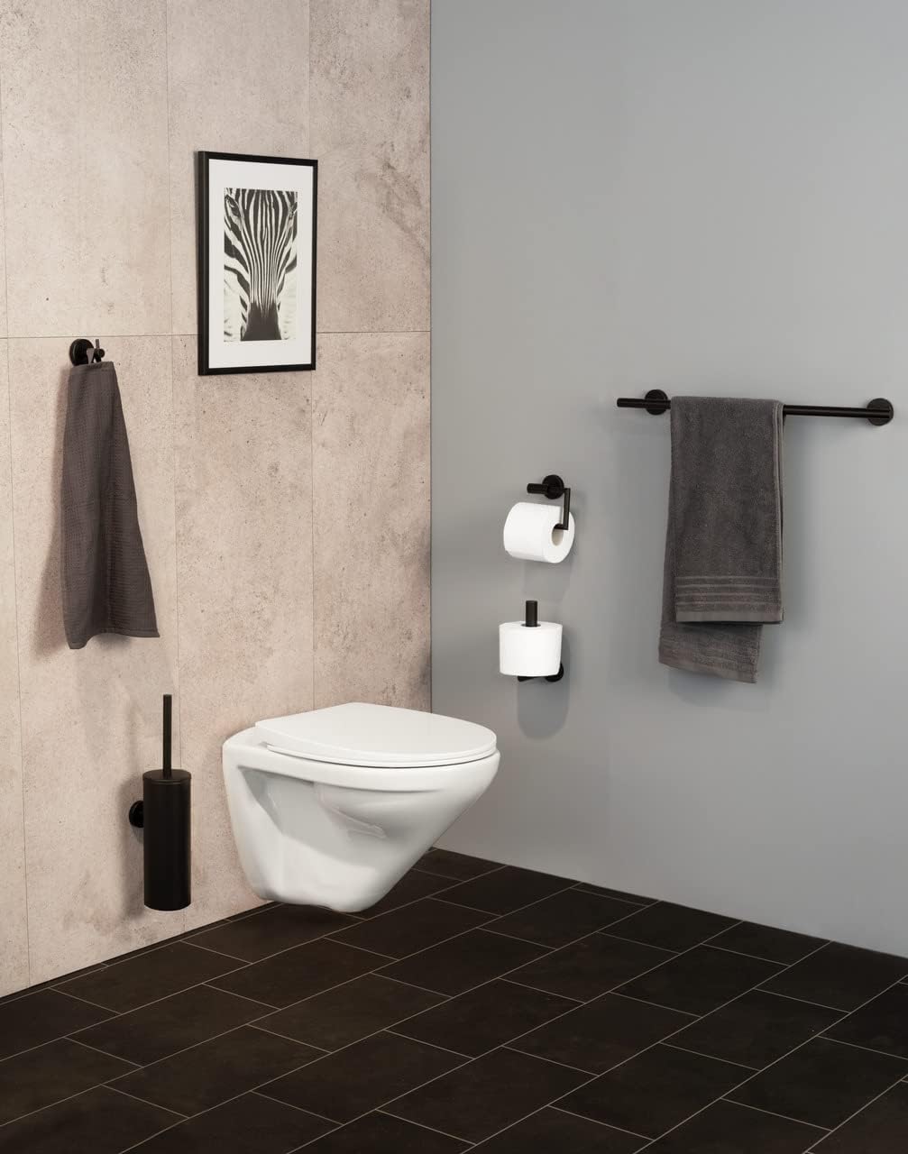 WENKO Ersatzrollenhalter Mod. Bosio Black, Wandhalter für Toilettenpapier aus Edelstahl, matt lackie
