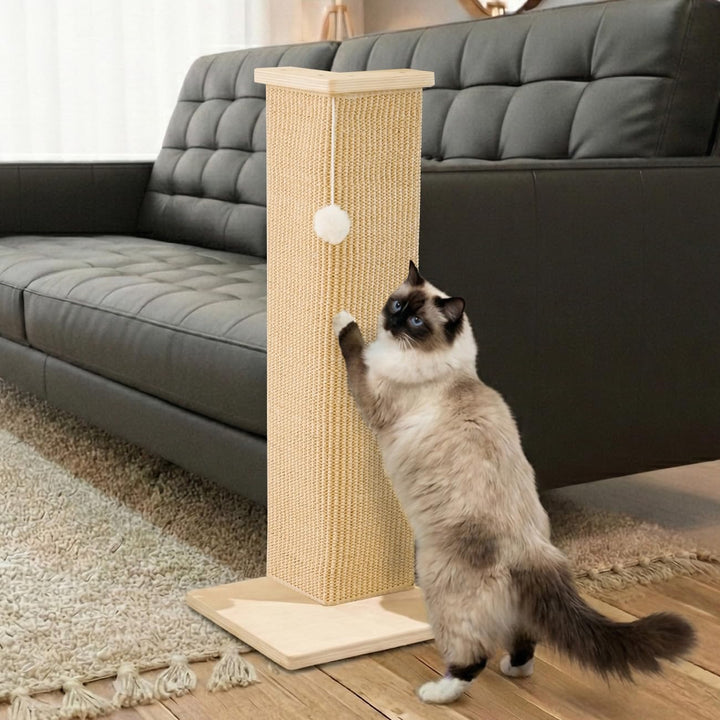 PETKARAY Eck-Kratzbrett für Katzen, 71 cm Hoher Kratzpfosten für Sofa und Wand, Sisal Kratzmatte, Mö