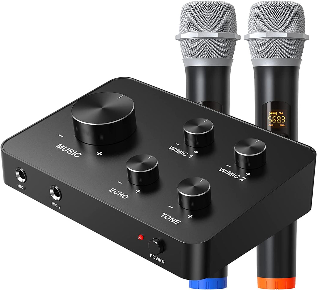 UHF Drahtloses Mikrofon, Bluetooth Handmikrofonsystem Funkmikrofon Professionelles Dynamisches Dual