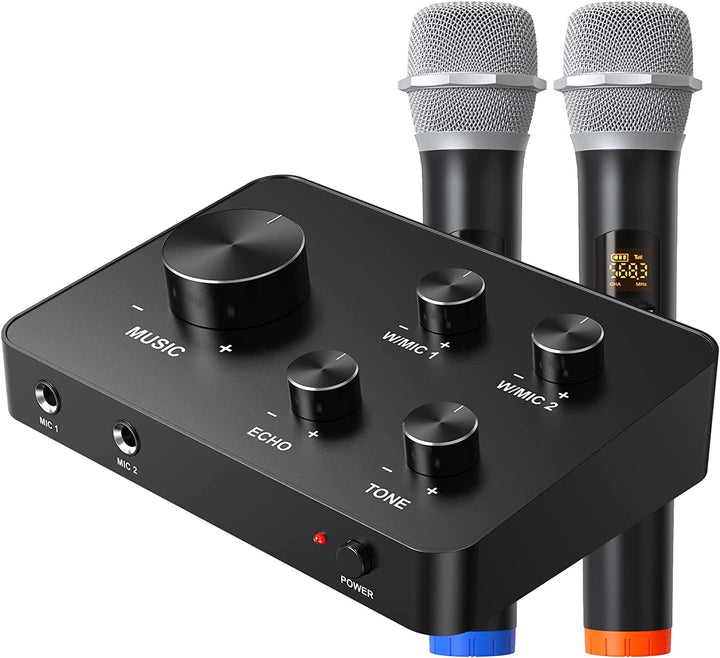 UHF Drahtloses Mikrofon, Bluetooth Handmikrofonsystem Funkmikrofon Professionelles Dynamisches Dual