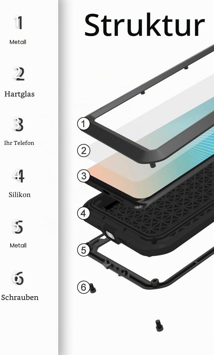 Fonrest Ganzkörper Hülle für Huawei P30 Pro, Love MEI 6,47-Zoll Schwerlast Hybride Aluminium Metall