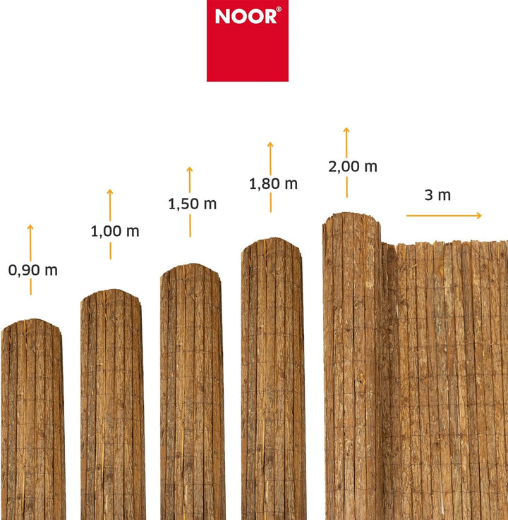 NOOR Rindenmatte Country Natur 2,00 x 3,00 m - Natürlicher Sichtschutz aus Baumrinde für Garten, Ter