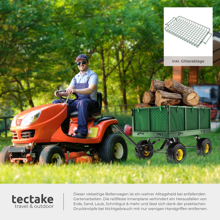 tectake® Bollerwagen, Transportwagen, Gartenwagen, Handwagen, Leiterwagen mit aufklappbaren Seitenwä