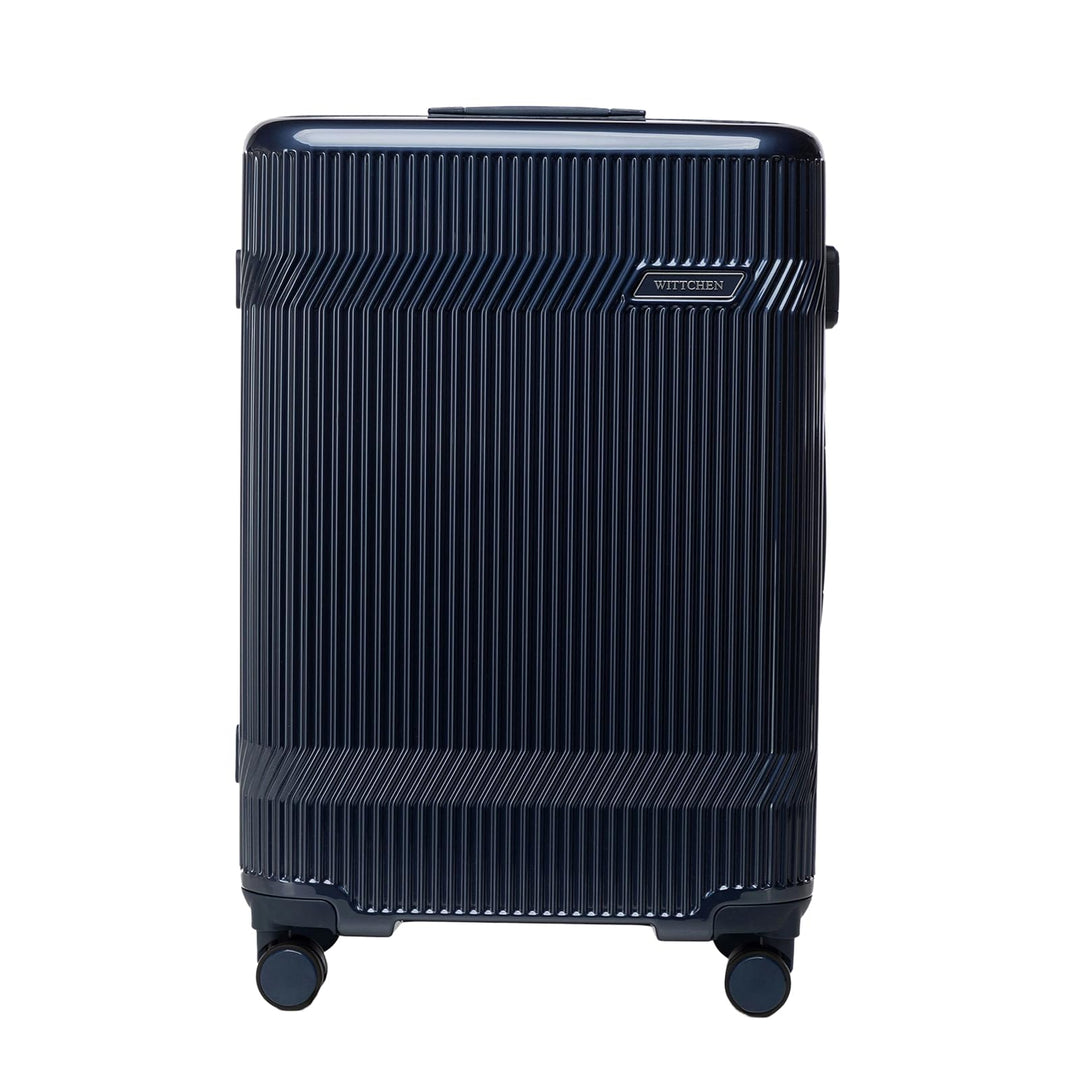 WITTCHEN Mittelgrosser Koffer Hartschalenkoffer Polycarbonat 4 Rollen Gloss Line | Dunkelblau Hochgl