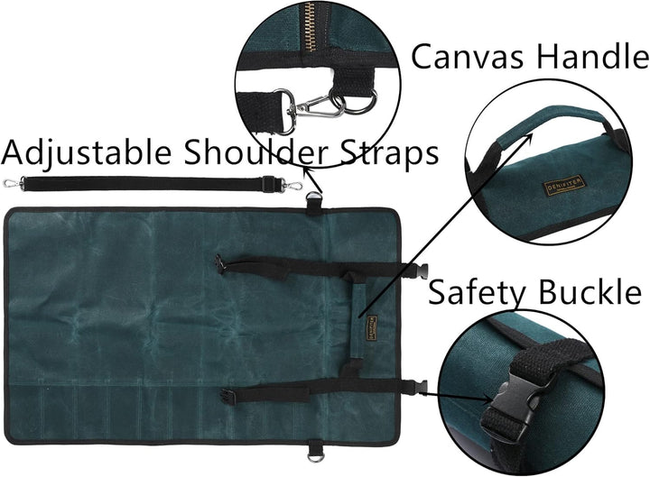 Professionelle Kochmessertasche mit schnittfestem Material, strapazierfähigem, gewachstem 16-Unzen-S