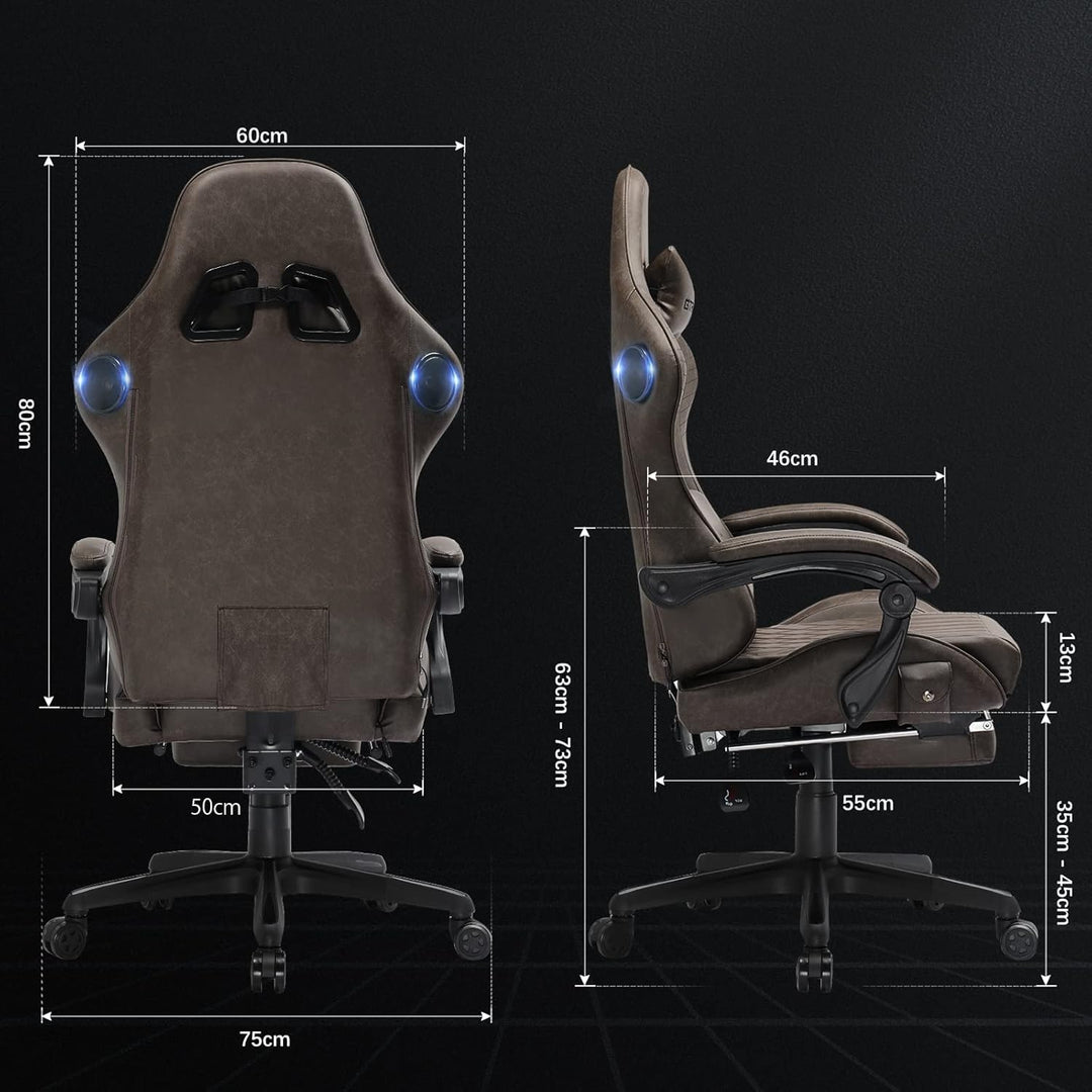 GTPLAYER Gaming Stuhl, Ergonomischer Gaming Sessel Schreibtischstuhl PC Gamer Racing Stuhl mit Fusss