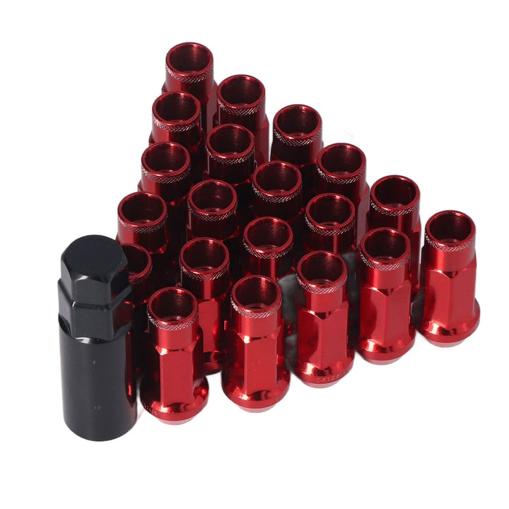 Fydun Radmuttern, Universal 20 STK M12x1,25 Metall Radmuttern Mit Schlüsselhülse(Rot), Rot