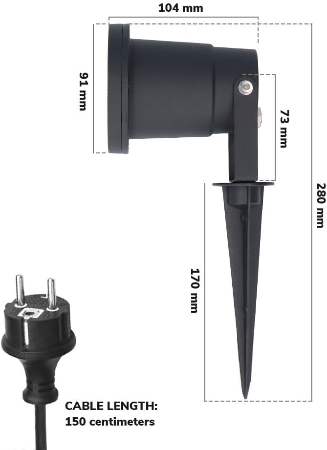 HOFTRONIC 9er Set Sydney - GU10 LED Strahler mit Erdspiess - 1,5M kabel mit Stecker - 4W 450lm - Alu