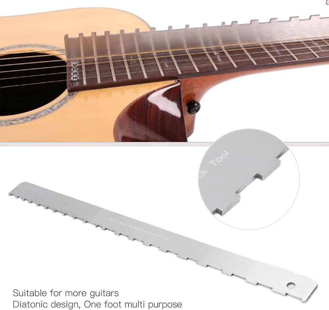 Gitarrengitarrenwerkzeug Eujgoov Aluminium Straight Edge Gitarrenhals Gekerbt Lineal Bund Rocker für