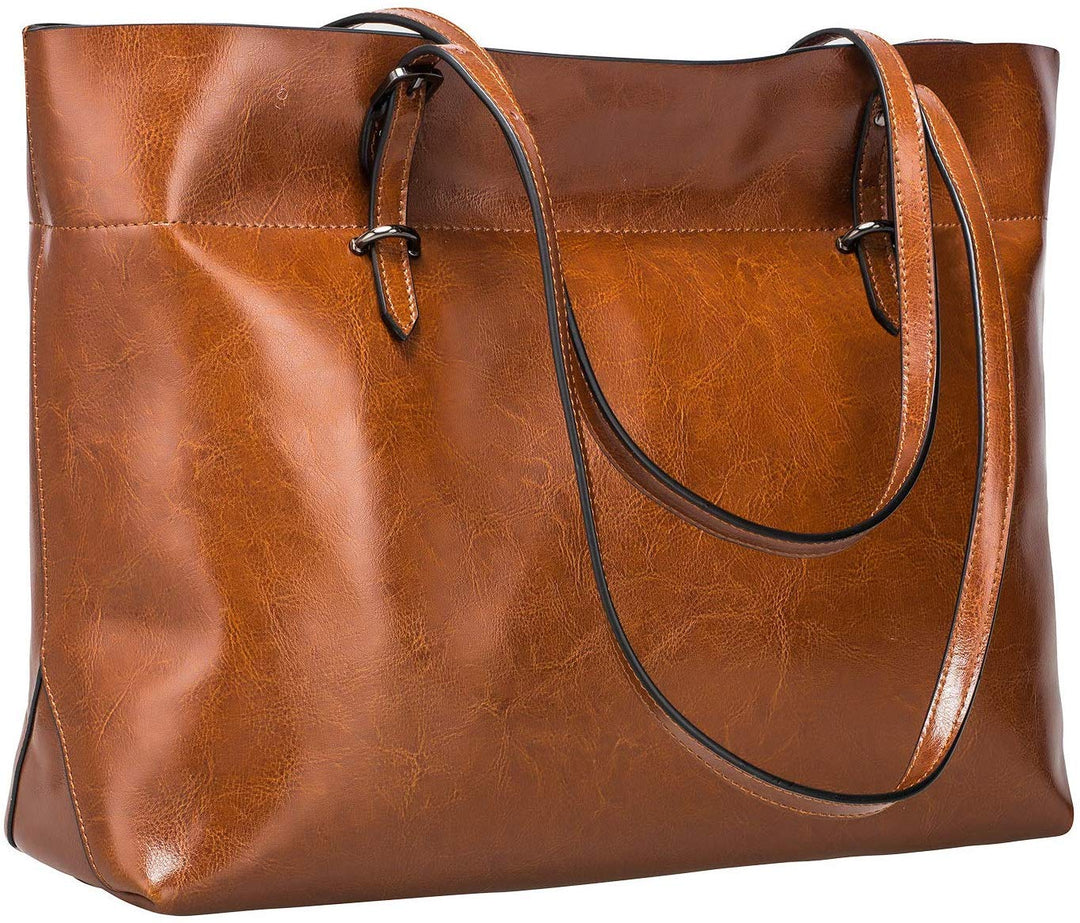 S-ZONE Damen Handtasche Rindspalt Leder Schultertasche Umhängetasche Grosse Shopper Tote Beutel Dunk