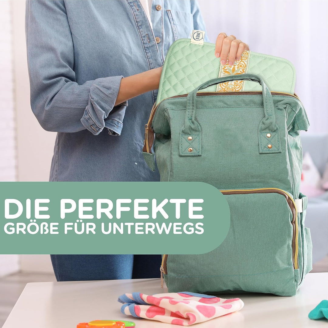 Jubi® Mint Windeltasche gesteppt mit Wickelunterlage für unterwegs mit extra viel Platz - Kleine Wic