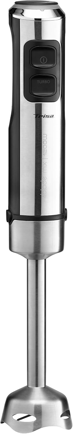 Trisa Stabmixer, 1200W, Edelstahl Pürierstab, Hand Blender mit 4-Klingen-Cutter, variable Geschwindi