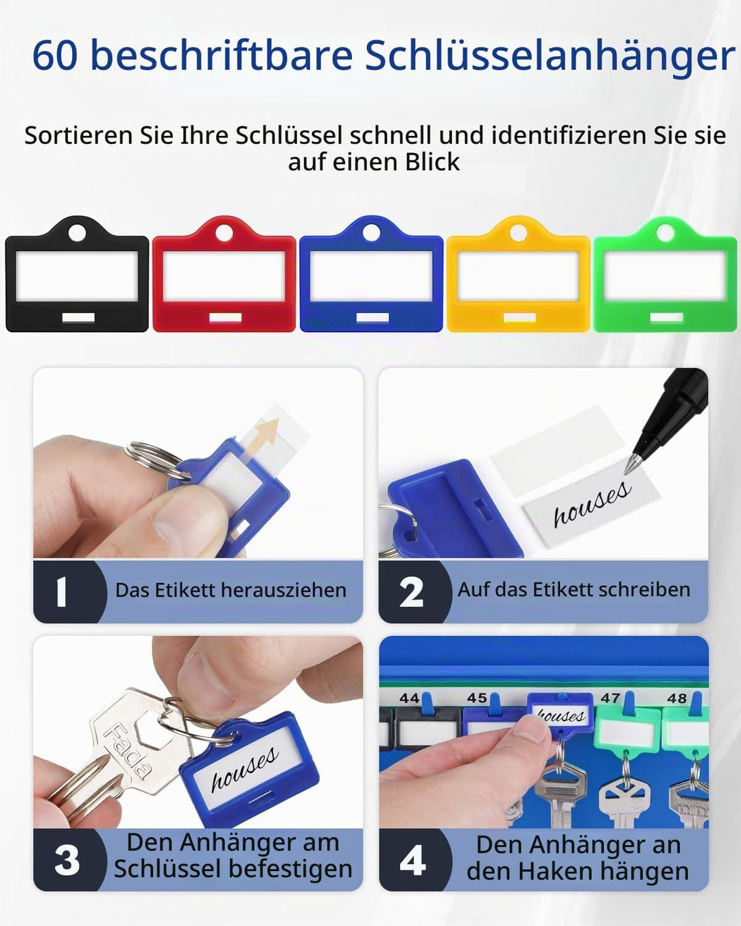 Uniclife Schlüsselschrank 60 Fächer mit Zahlenschloss und Schlüsselschloss resettierbar digitaler Si