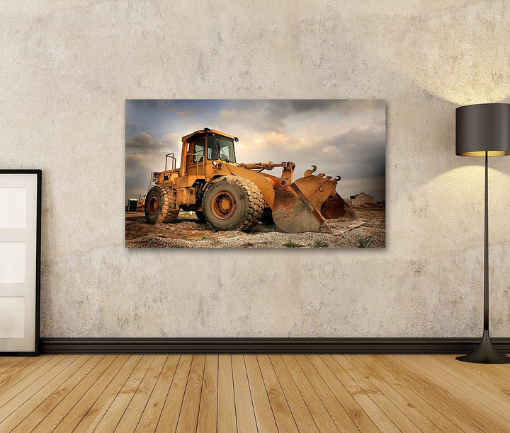 islandburner Bild auf Leinwand Baumaschinen Himmel Hintergrund Baustelle Bilder Wandbilder Poster Le
