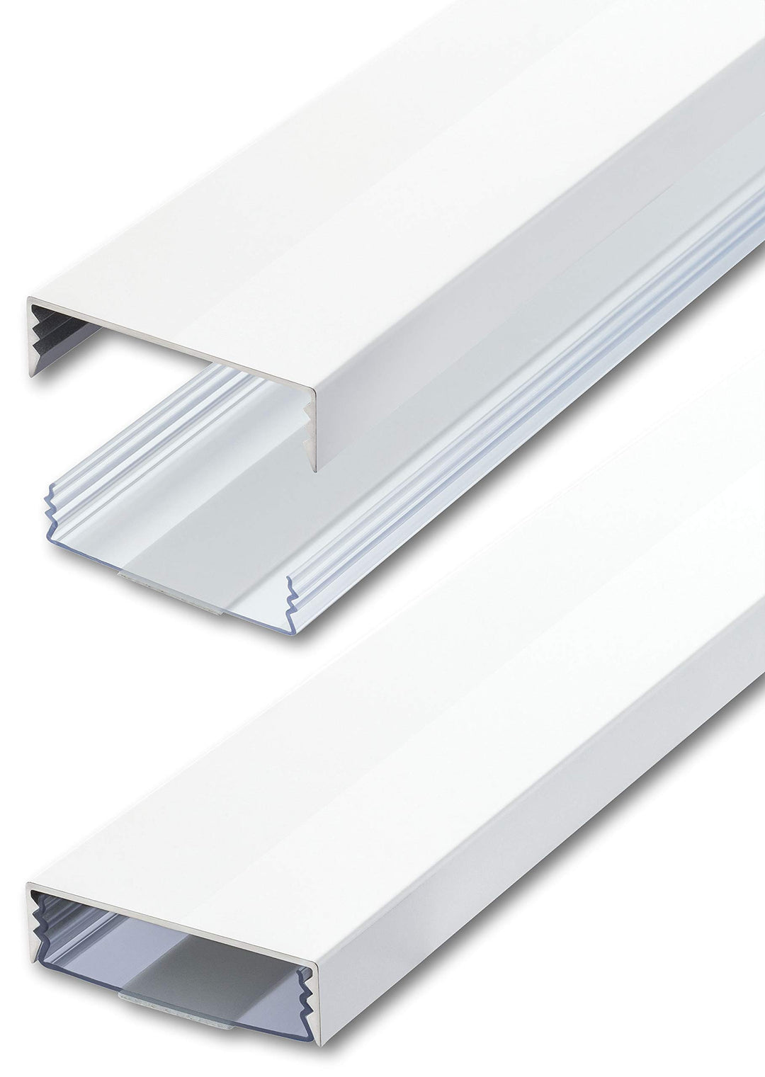 Flacher Design Aluminium Kabelkanal lackiert in Weiss Hochglanz RAL9003 selbstklebend 50 mm x 15 mm